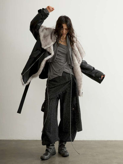 Detachable Fur Collar PU Jacket【s0000015196】