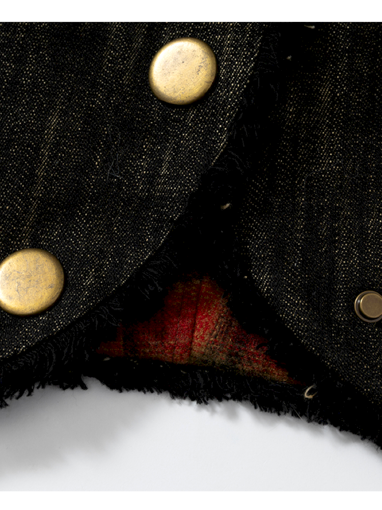 Punk Plaid Denim Bat Woolen Coat【s0000014929】