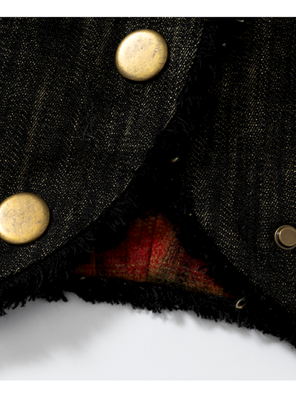 Punk Plaid Denim Bat Woolen Coat【s0000014929】