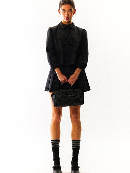 Wool Plaid Jacket Pleated Skirt【s0000017931】