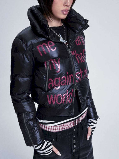 Two Tone Monogram Zip Padded Coat【s0000015012】