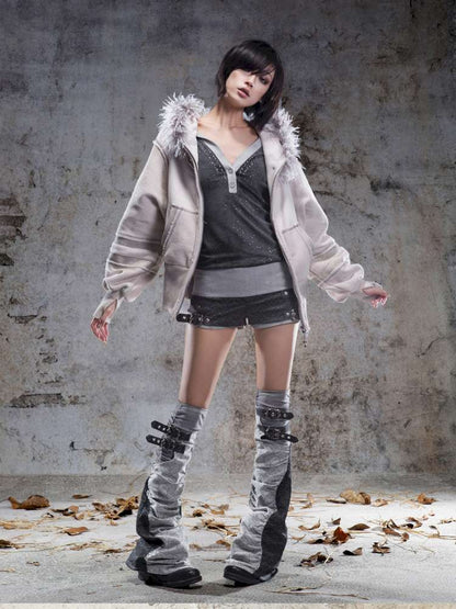 Faux Two-Piece Leggings Low-Rise Shorts【s0000014485】