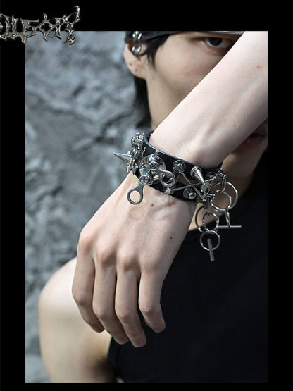 Heavy Hardcore Punk Leather Bracelet【s0000018871】