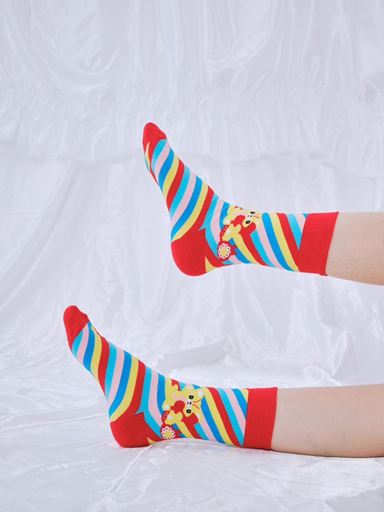 Colourful rainbow day jacquard socks【s0000009095】