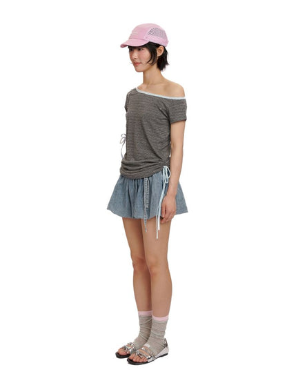 Drawstring Short Sleeve T-Shirt【s0000012496】
