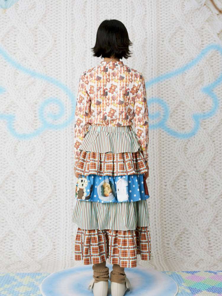 Chocolate Cake Print Versatile Skirt【s0000014860】