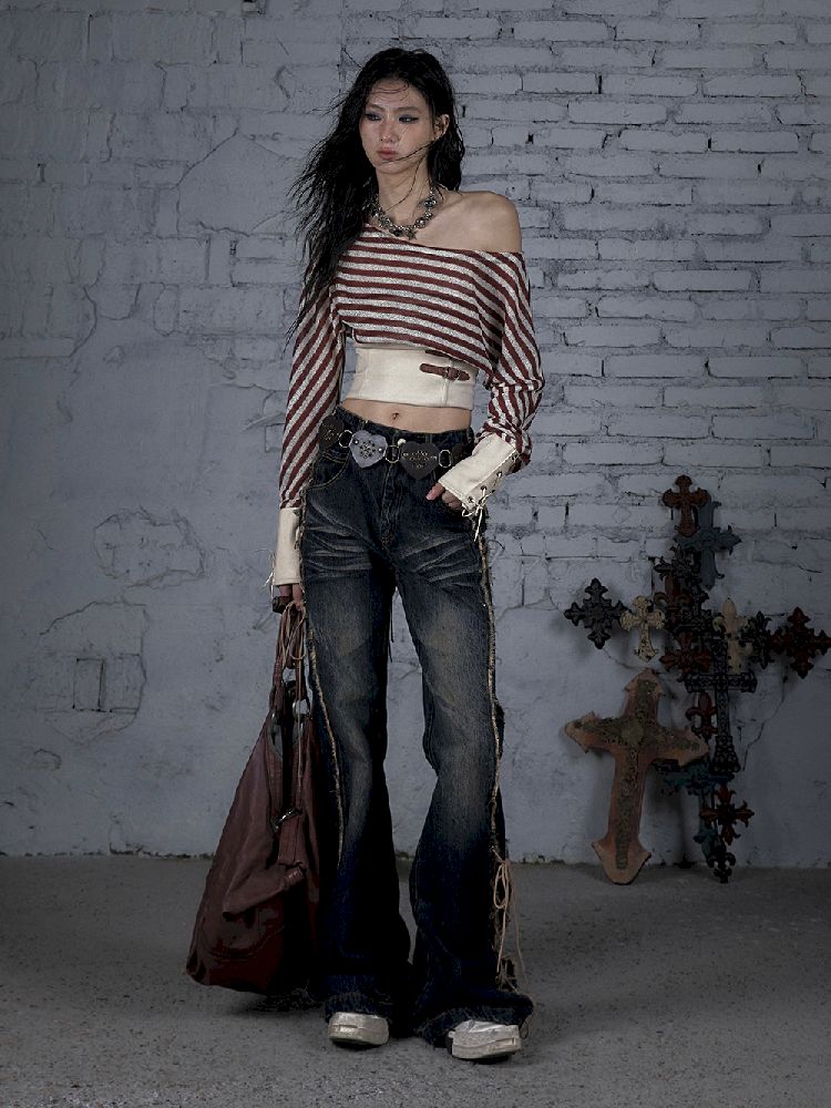 One Neck Tie Long Sleeve Short Top【s0000011832】