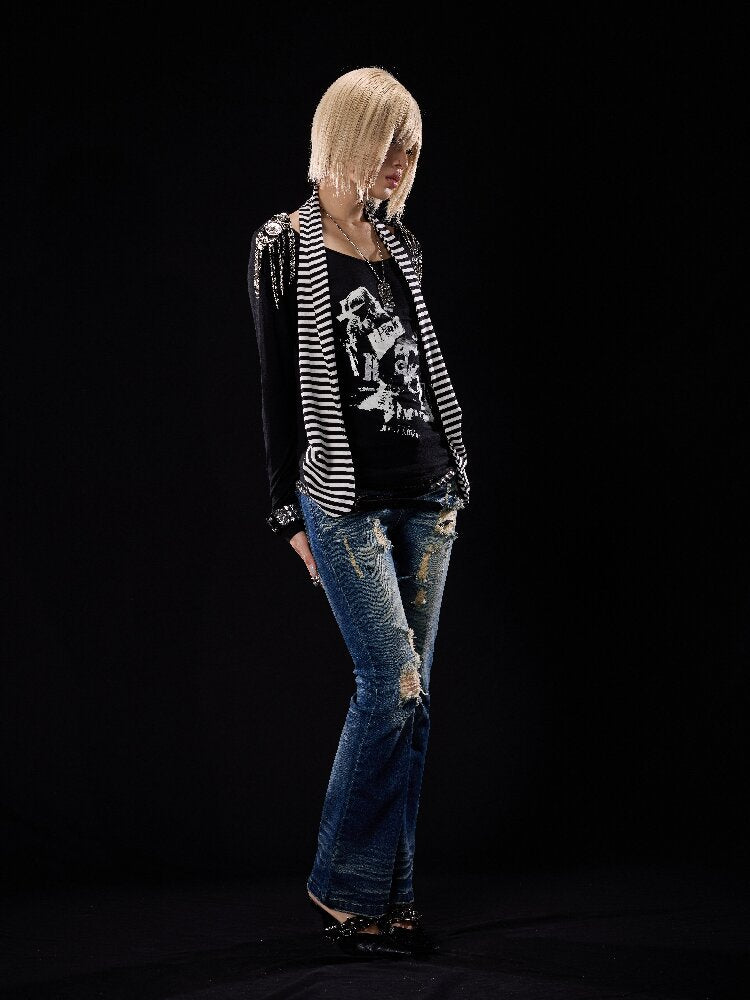 Fake Two-Piece Print Long-Sleeve Shirt【s0000018509】