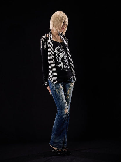 Fake Two-Piece Print Long-Sleeve Shirt【s0000018509】