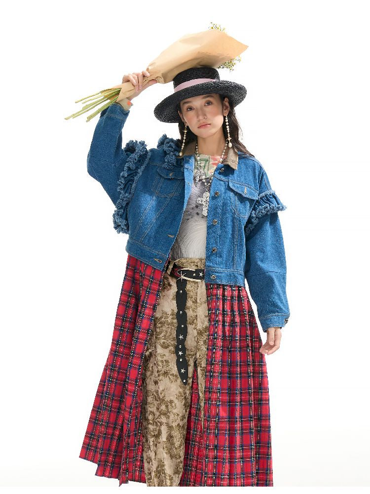Plaid Denim Loose Trench Coat【s0000011319】