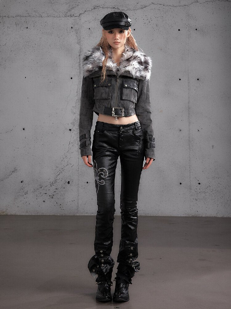 Washed Wax Leather Skinny Pants【s0000019162】