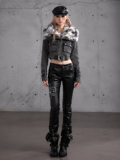 Washed Wax Leather Skinny Pants【s0000019162】