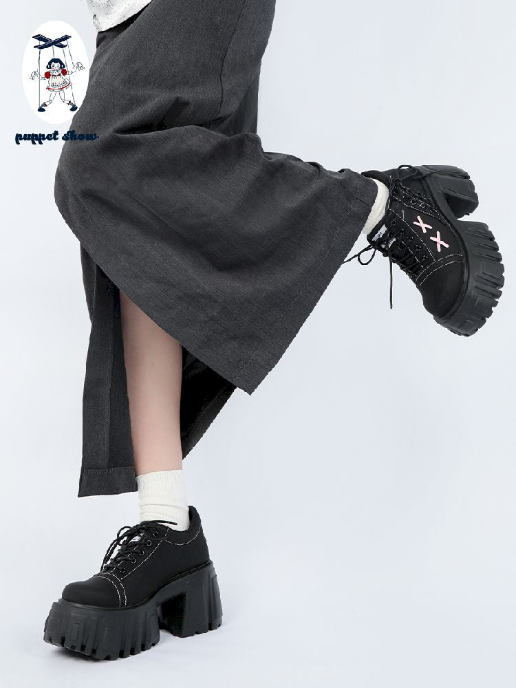 꼭두각시 쇼 [Original] New Girl 's Casual Platform Shoes 2025 다목적 대학 스타일 작은 단일 신발