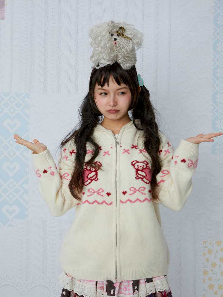 Bear Bow Knitted Cardigan Jacket【s0000015041】