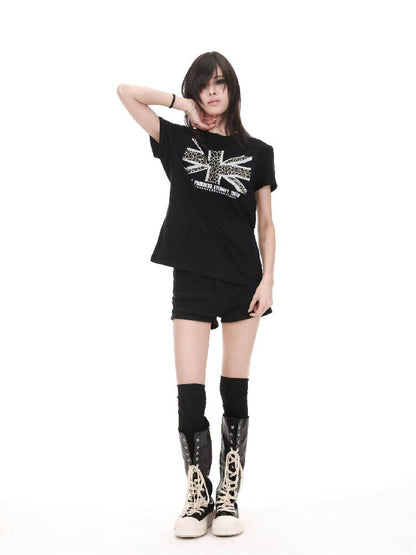 Leopard Print Flag Crew T-Shirt【s0000018215】