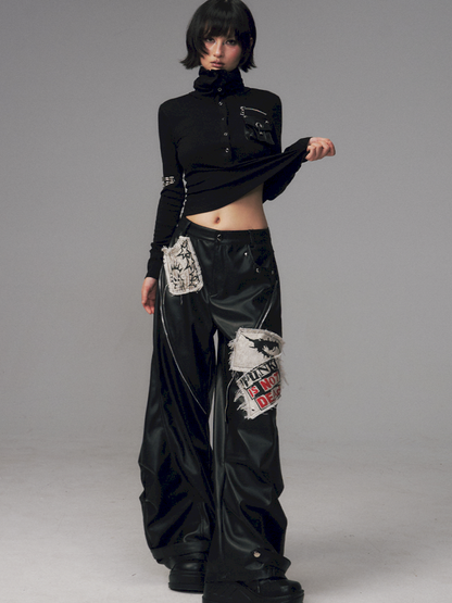 Studded Loose Curved-Leg Pants【s0000014455】