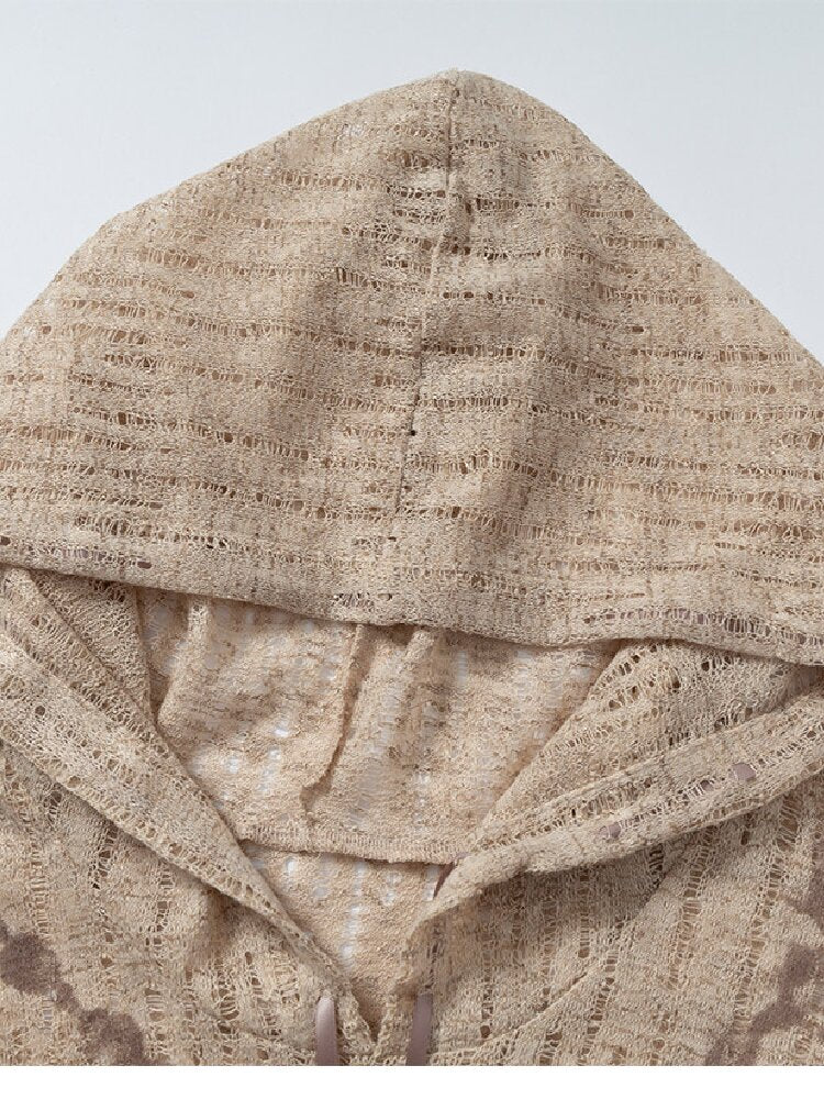 Ripped Knit Hooded Short Smock T Shirt【s0000016993】