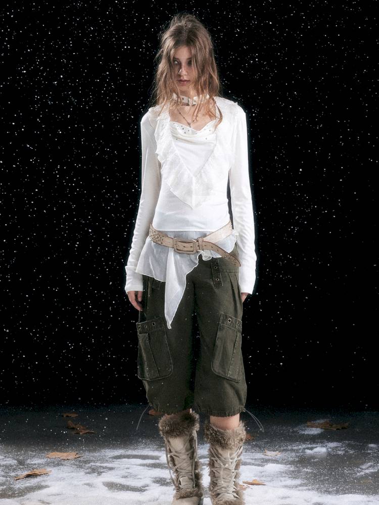 Distressed Pocket Cropped Pants【s0000014428】
