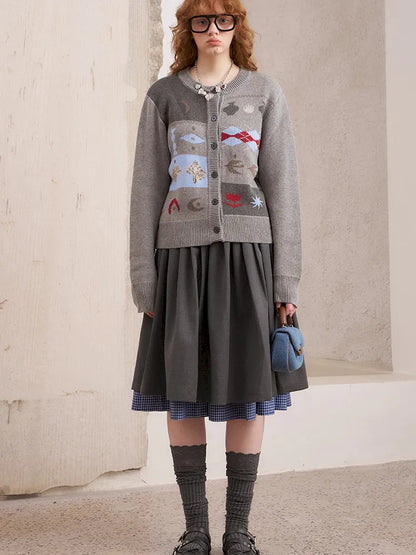 Embroidered Slim-Fit Button-Up Cardigan【s0000014075】