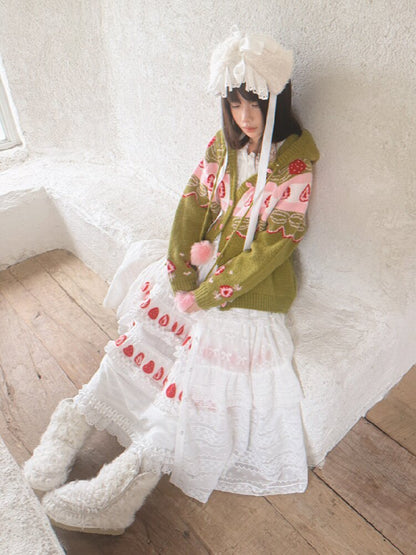 Strawberry Matcha Fair Isle Cardigan【s0000018535】