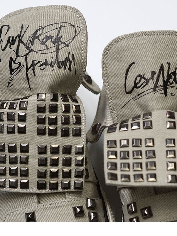 Punk Rivet Graffiti Canvas Shoes【s0000017503】