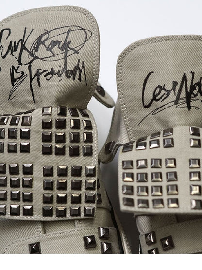 Punk Rivet Graffiti Canvas Shoes【s0000017503】
