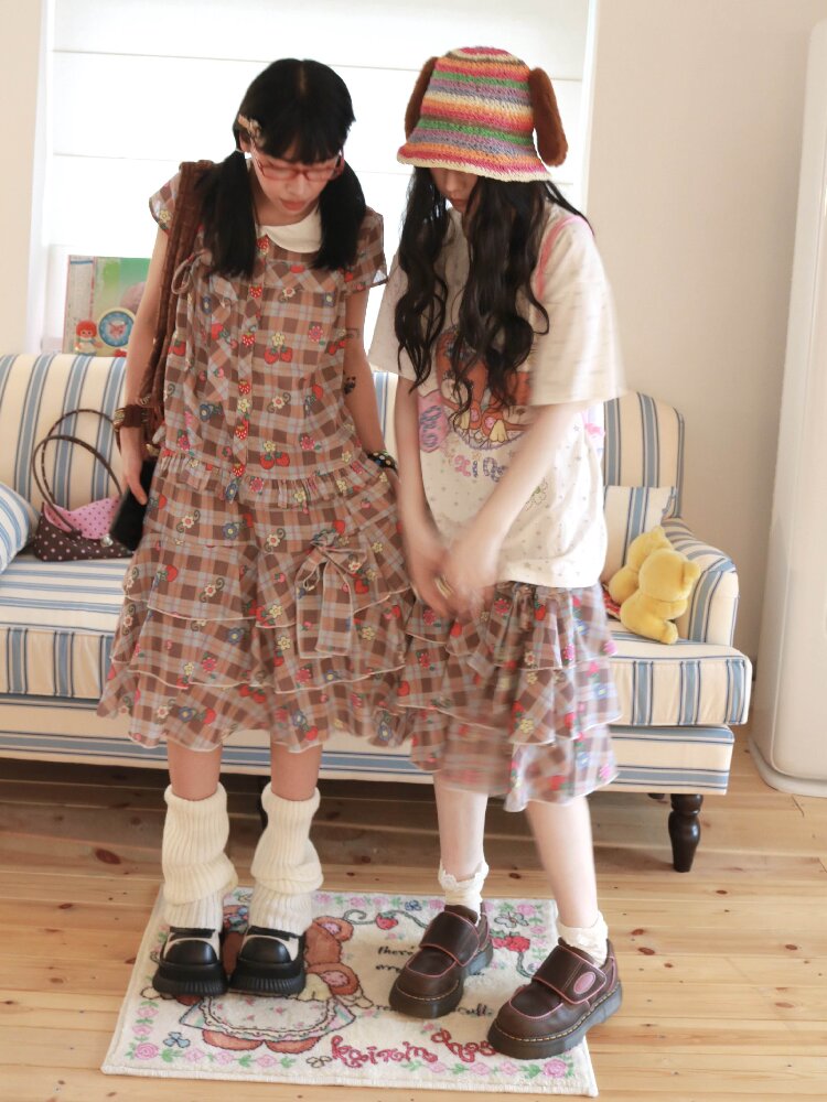 Strawberry Plaid Print Loose Shirt【s0000017511】