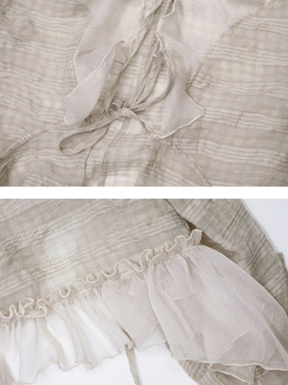 Ruffle Chiffon Cardigan【s0000012624】