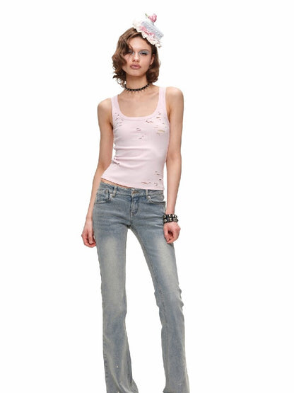 Brushed Embroidery Flared Jeans【s0000016924】