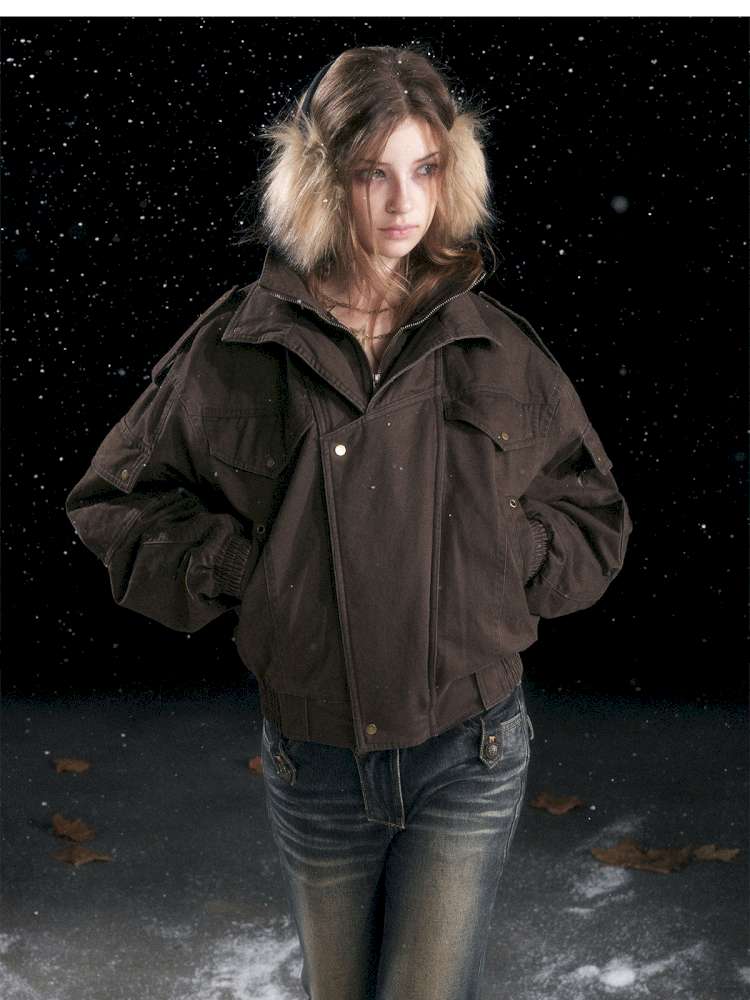 Vintage Distressed Flying Padded Jacket【s0000014673】