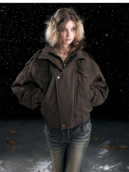 Vintage Distressed Flying Padded Jacket【s0000014673】