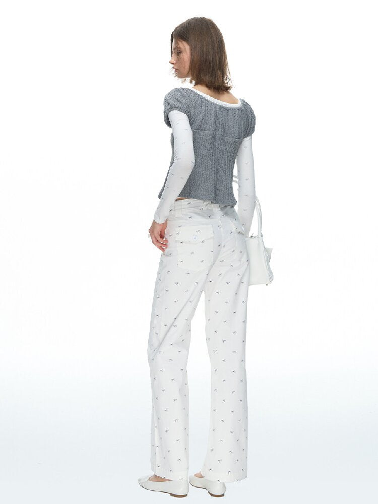 Twisted Cord Puff Sleeve Knit【s0000015883】