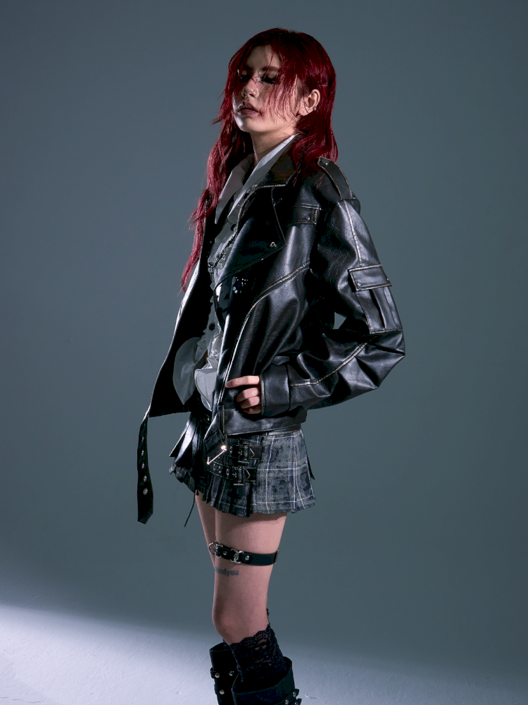 Distressed Print Oversized Wrap Coat【s0000013910】