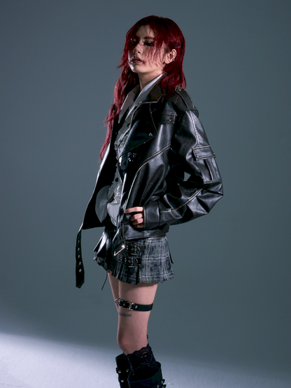 Distressed Print Oversized Wrap Coat【s0000013910】