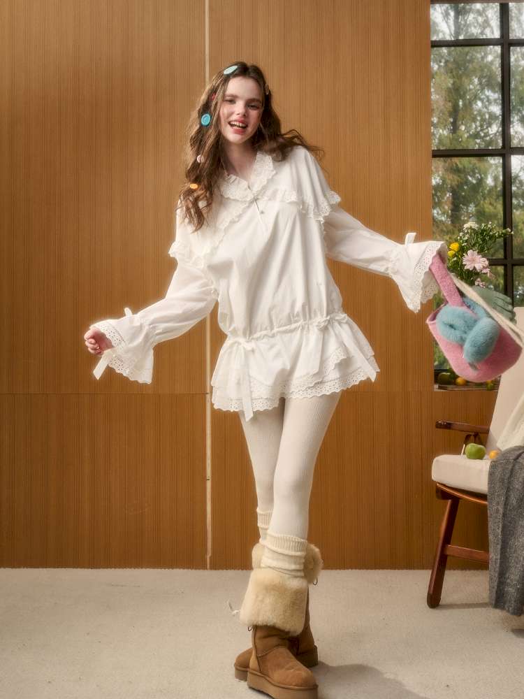 Organic Cotton Embroidery Patchwork Lace Dress【s0000014888】