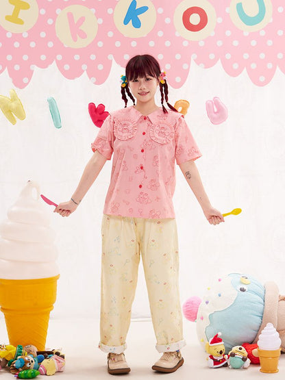 Animal Angel Bunny Collar Pink Shirt【s0000013190】