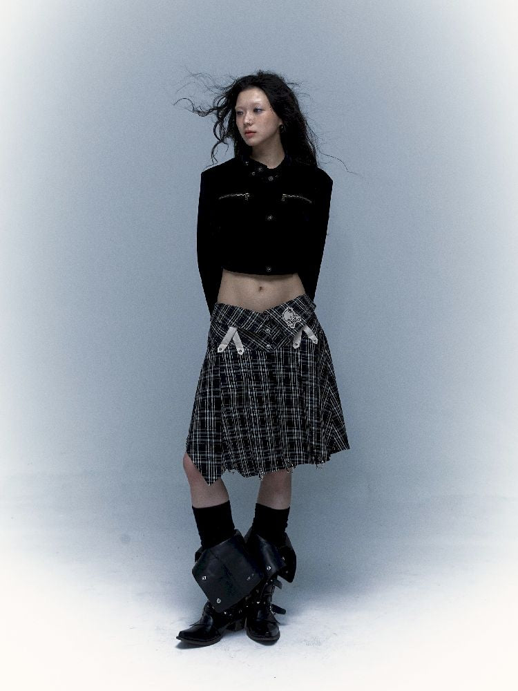 Peplum irregular pleated bustier midi skirt【s0000005970】