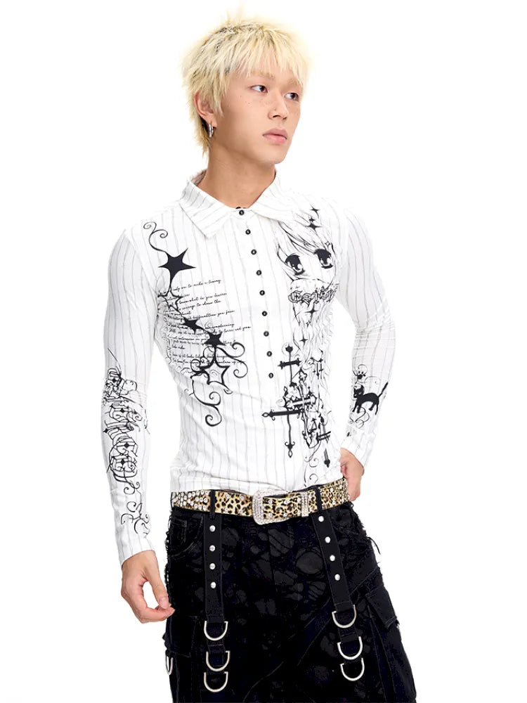 Fur Collar Long-Sleeve Polo Shirt【s0000014091】