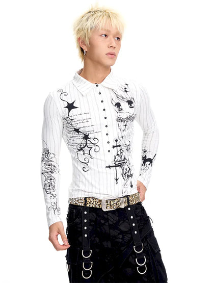 Fur Collar Long-Sleeve Polo Shirt【s0000014091】