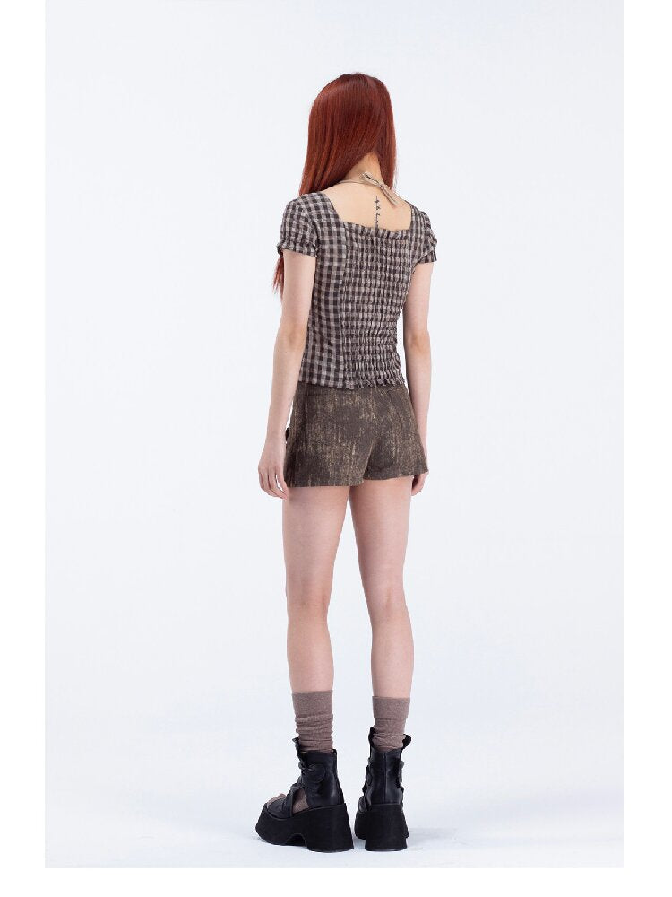 Cute Skull Denim Check Culottes【s0000018046】