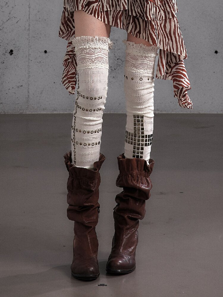 Lace Rhinestone Knit Leg Covers【s0000019164】
