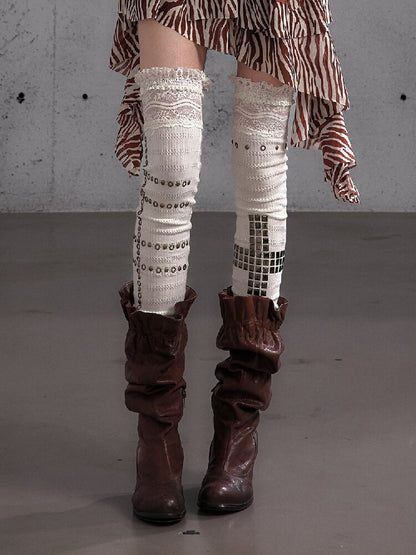 Lace Rhinestone Knit Leg Covers【s0000019164】