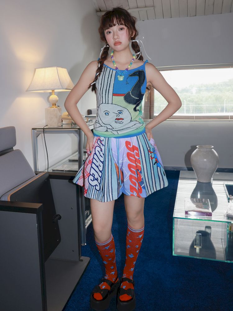 Snake print knitted strapless top【s0000012816】