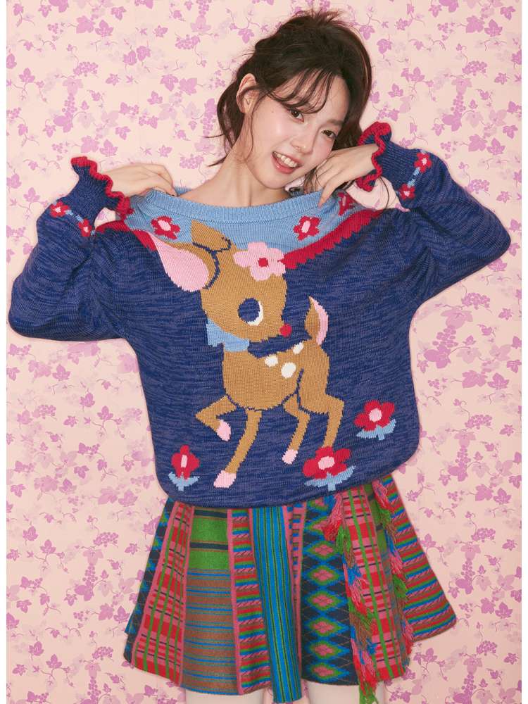 Color Knit Tassel Pleated Skirt【s0000015028】