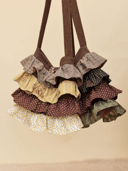 Vintage Plaid Floral Wool Cake Bag【s0000014847】
