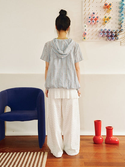 Diamond Plaid Print Short Sleeve Shirt【s0000018699】