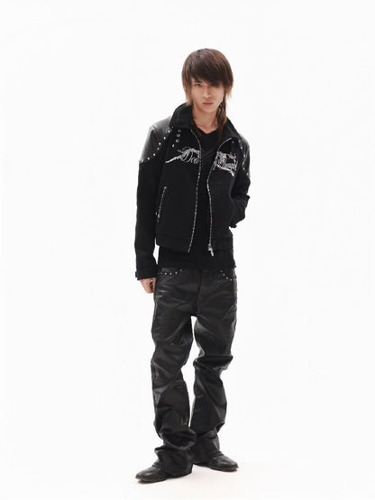 Leather Armor Rivet Canvas Jacket【s0000018352】