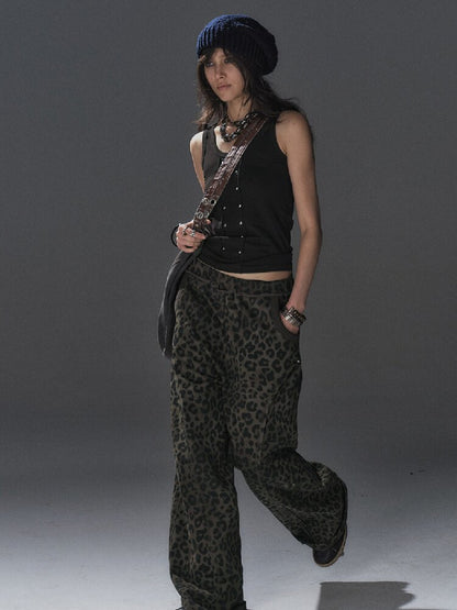 Leopard Print Studded Trousers【s0000016240】