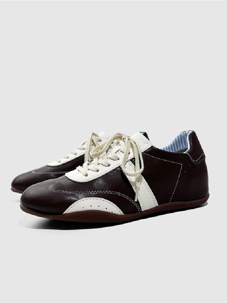 Stitched Brogue Flat Leather Shoes【s0000015725】