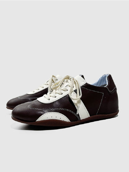 Stitched Brogue Flat Leather Shoes【s0000015725】